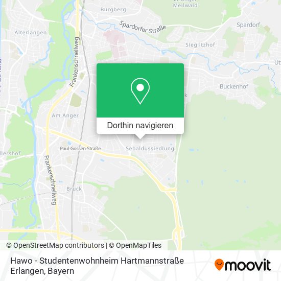 Hawo - Studentenwohnheim Hartmannstraße Erlangen Karte