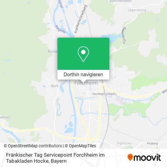 Fränkischer Tag Servicepoint Forchheim im Tabakladen Hocke Karte