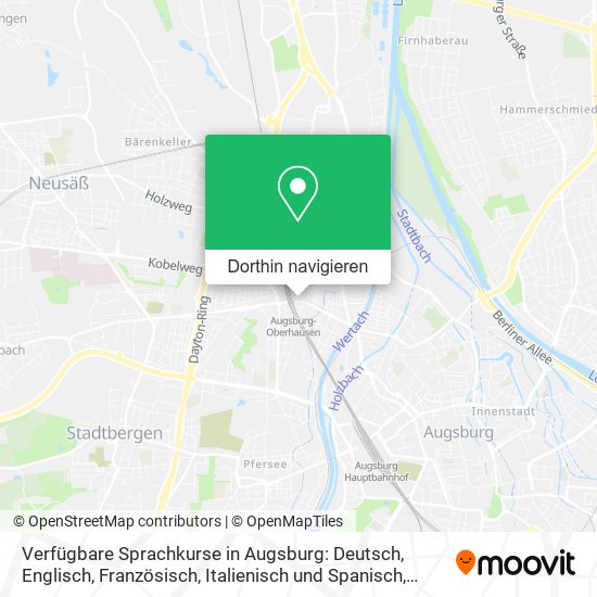 Verfügbare Sprachkurse in Augsburg: Deutsch, Englisch, Französisch, Italienisch und Spanisch Karte