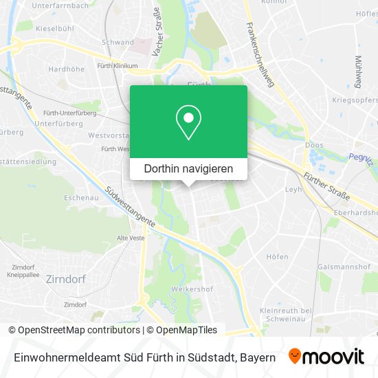 Einwohnermeldeamt Süd Fürth in Südstadt Karte