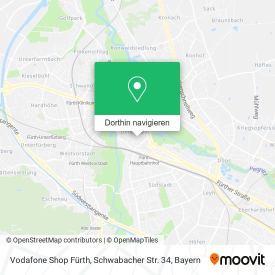 Vodafone Shop Fürth, Schwabacher Str. 34 Karte