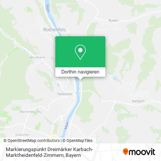 Markierungspunkt Dreimärker Karbach-Marktheidenfeld-Zimmern Karte