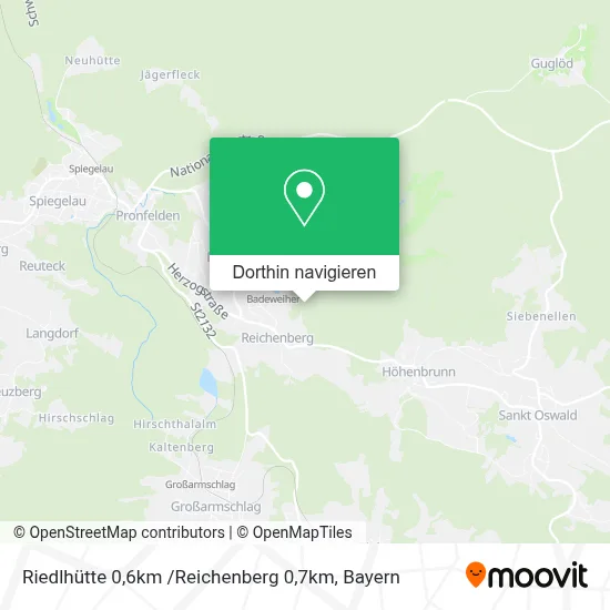 Riedlhütte 0,6km /Reichenberg 0,7km Karte