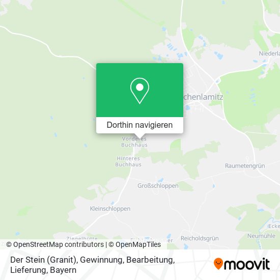 Der Stein (Granit), Gewinnung, Bearbeitung, Lieferung Karte