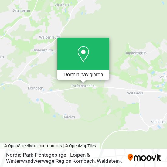 Nordic Park Fichtegebirge - Loipen & Winterwandwerwege Region Kornbach, Waldstein-Epprechtstein Karte