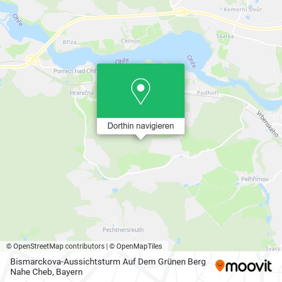 Bismarckova-Aussichtsturm Auf Dem Grünen Berg Nahe Cheb Karte
