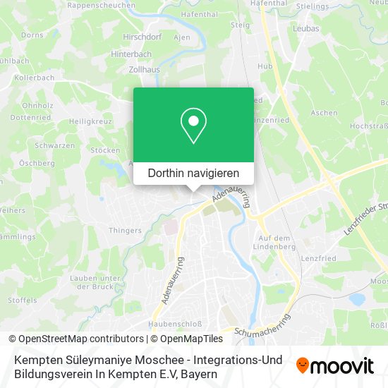 Kempten Süleymaniye Moschee - Integrations-Und Bildungsverein In Kempten E.V Karte