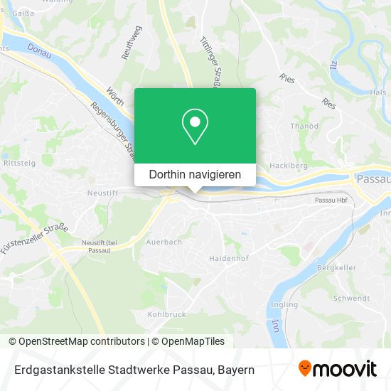 Erdgastankstelle Stadtwerke Passau Karte