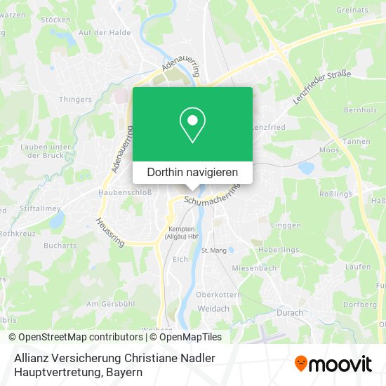 Allianz Versicherung Christiane Nadler Hauptvertretung Karte