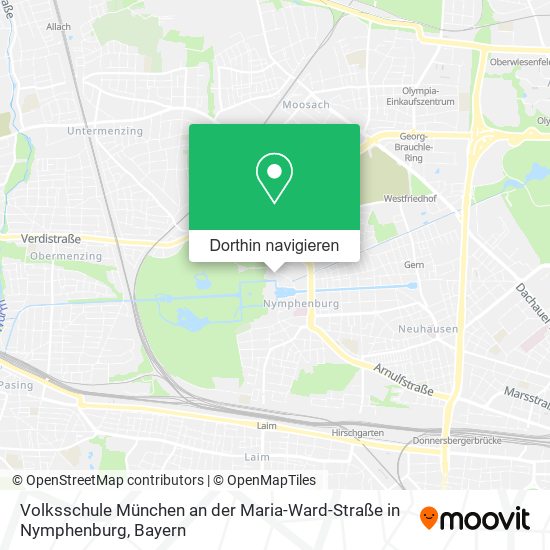 Volksschule München an der Maria-Ward-Straße in Nymphenburg Karte