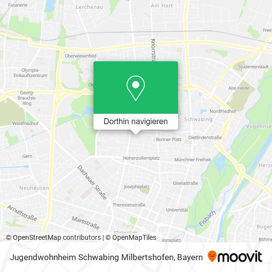 Jugendwohnheim Schwabing Milbertshofen Karte