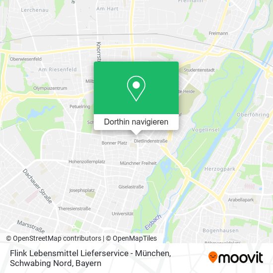Flink Lebensmittel Lieferservice - München, Schwabing Nord Karte