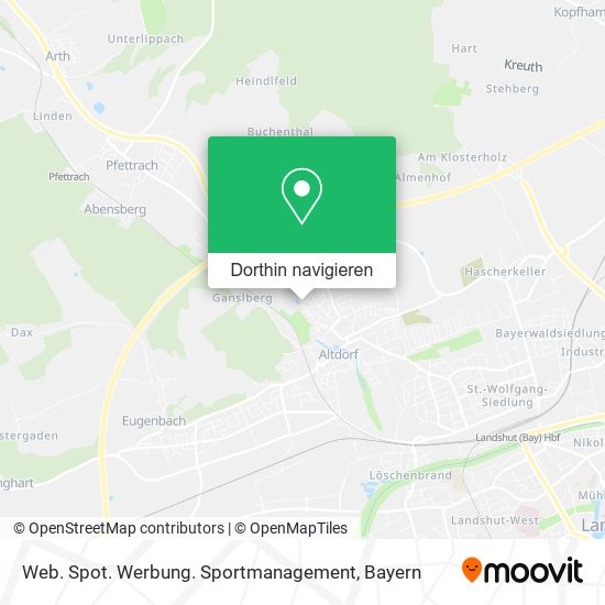 Web. Spot. Werbung. Sportmanagement Karte