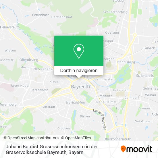 Johann Baptist Graserschulmuseum in der Graservolksschule Bayreuth Karte