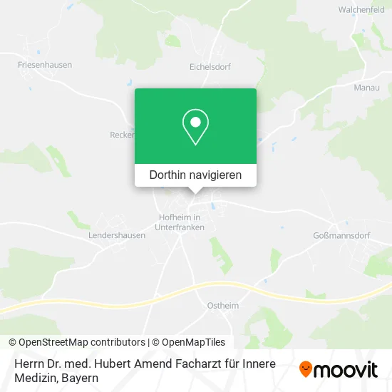 Herrn Dr. med. Hubert Amend Facharzt für Innere Medizin Karte