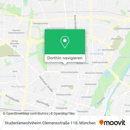 Studentenwohnheim Clemensstraße 118 Karte