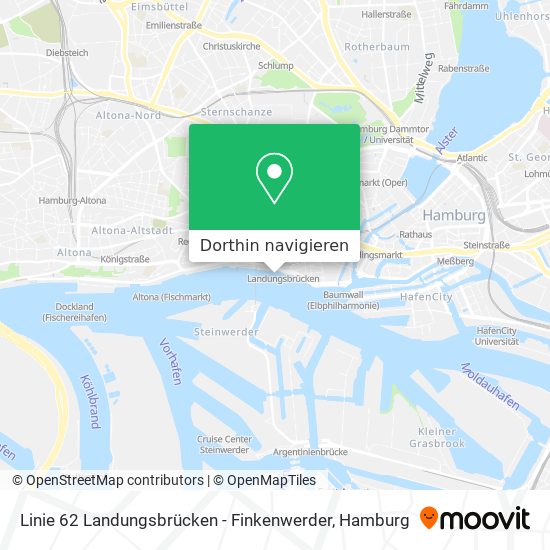 Linie 62 Landungsbrücken - Finkenwerder Karte