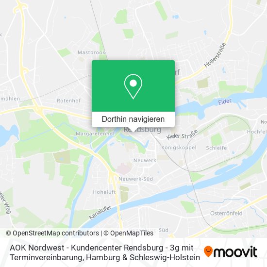 AOK Nordwest - Kundencenter Rendsburg - 3g mit Terminvereinbarung Karte