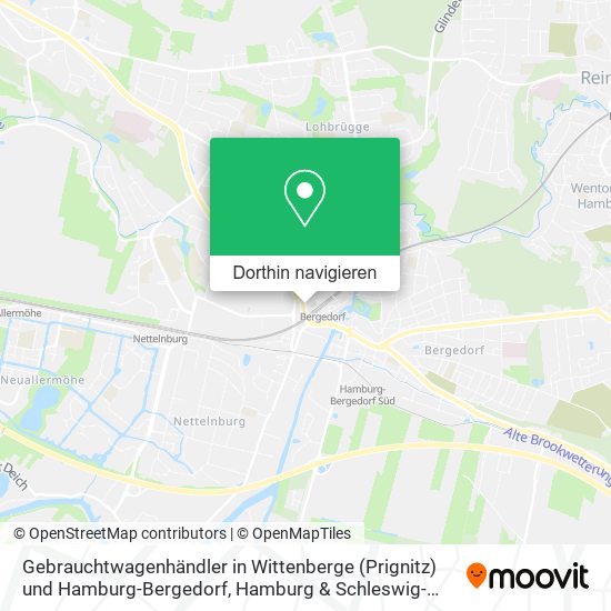 Gebrauchtwagenhändler in Wittenberge (Prignitz) und Hamburg-Bergedorf Karte