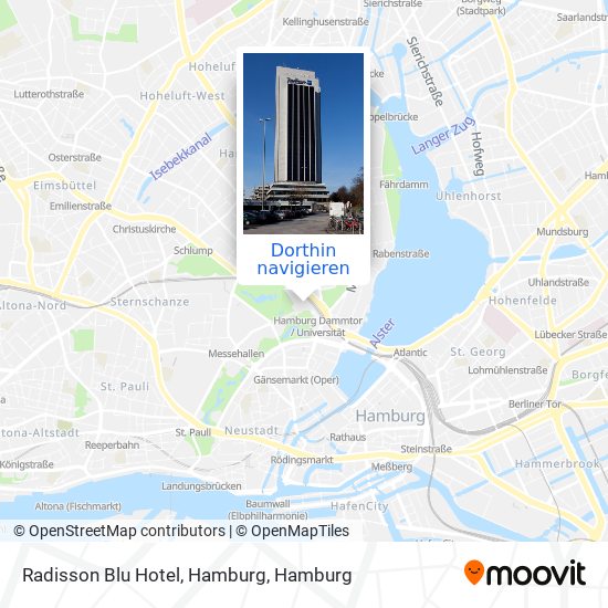 Radisson Blu Hotel, Hamburg Karte