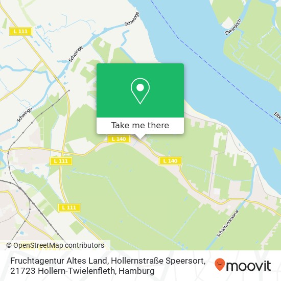 Fruchtagentur Altes Land, Hollernstraße Speersort, 21723 Hollern-Twielenfleth Karte