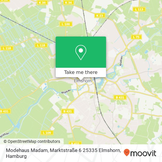 Modehaus Madam, Marktstraße 6 25335 Elmshorn Karte