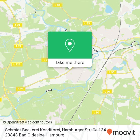 Schmidt Backerei Konditorei, Hamburger Straße 134 23843 Bad Oldesloe Karte
