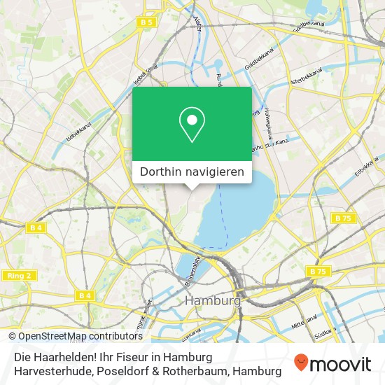 Die Haarhelden! Ihr Fiseur in Hamburg Harvesterhude, Poseldorf & Rotherbaum Karte