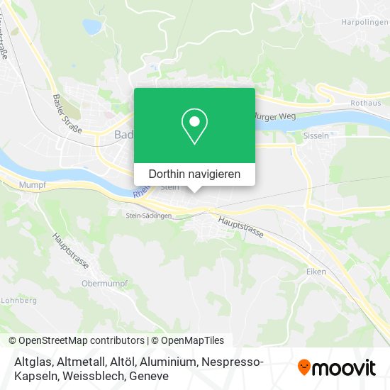 Altglas, Altmetall, Altöl, Aluminium, Nespresso-Kapseln, Weissblech Karte