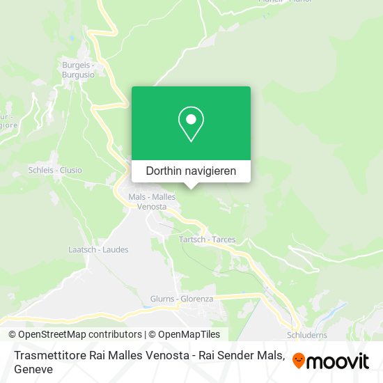 Trasmettitore Rai Malles Venosta - Rai Sender Mals Karte