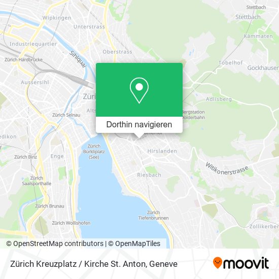 Zürich Kreuzplatz / Kirche St. Anton Karte
