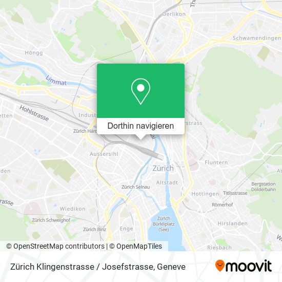 Zürich Klingenstrasse / Josefstrasse Karte