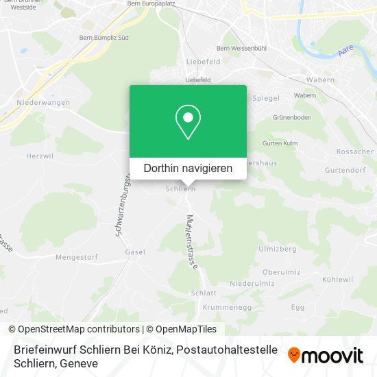 Briefeinwurf Schliern Bei Köniz, Postautohaltestelle Schliern Karte