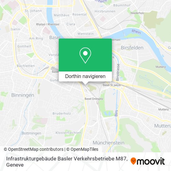 Infrastrukturgebäude Basler Verkehrsbetriebe M87 Karte