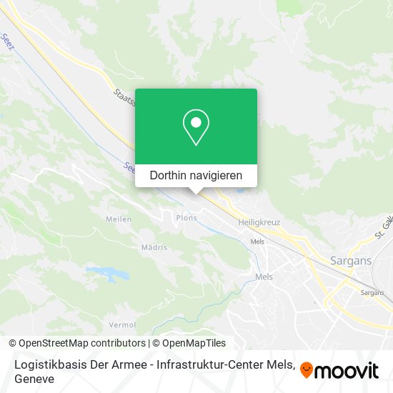 Logistikbasis Der Armee - Infrastruktur-Center Mels Karte