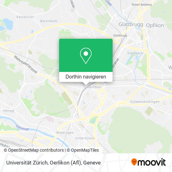 Universität Zürich, Oerlikon (Afl) Karte