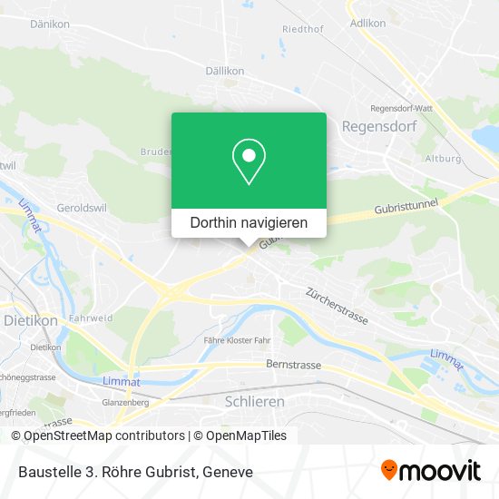 Baustelle 3. Röhre Gubrist Karte