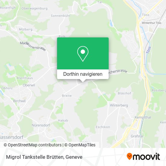 Migrol Tankstelle Brütten Karte