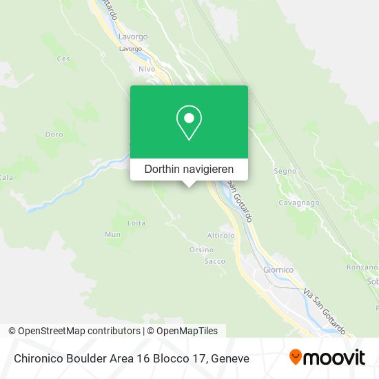 Chironico Boulder Area 16 Blocco 17 Karte