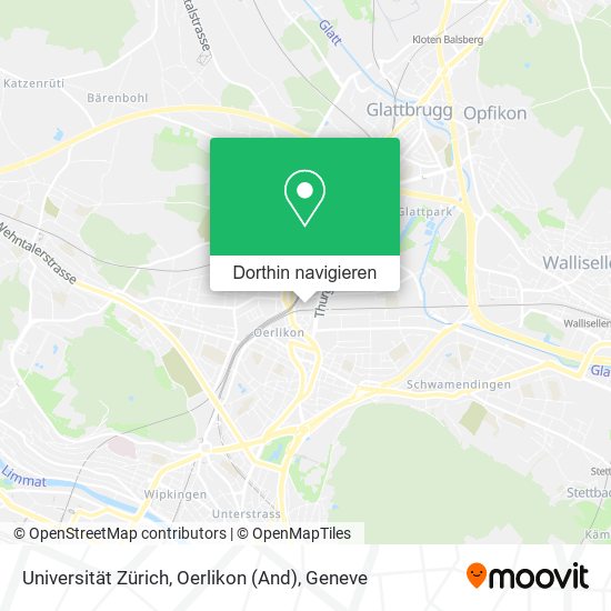 Universität Zürich, Oerlikon (And) Karte
