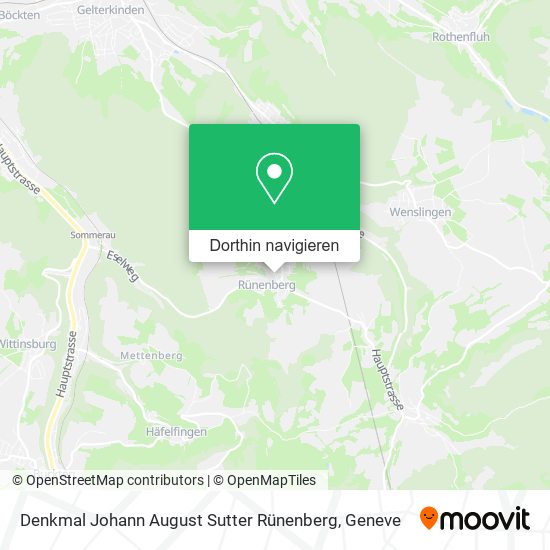 Denkmal Johann August Sutter Rünenberg Karte