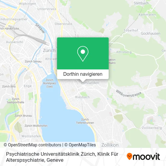 Psychiatrische Universitätsklinik Zürich, Klinik Für Alterspsychiatrie Karte