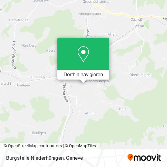 Burgstelle Niederhünigen Karte