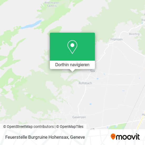 Feuerstelle Burgruine Hohensax Karte