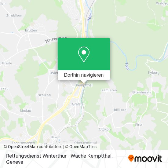 Rettungsdienst Winterthur - Wache Kemptthal Karte