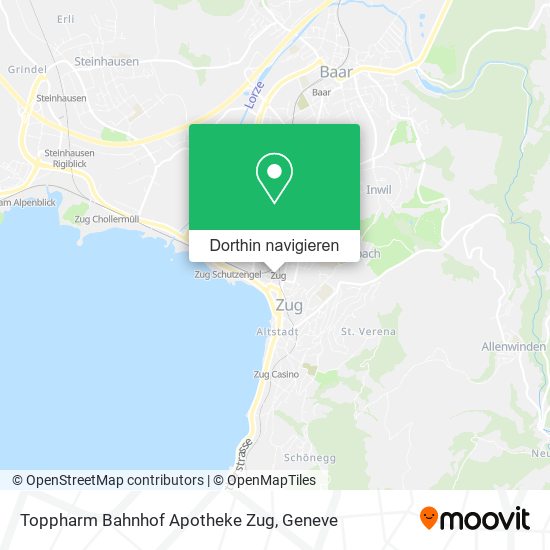 Toppharm Bahnhof Apotheke Zug Karte