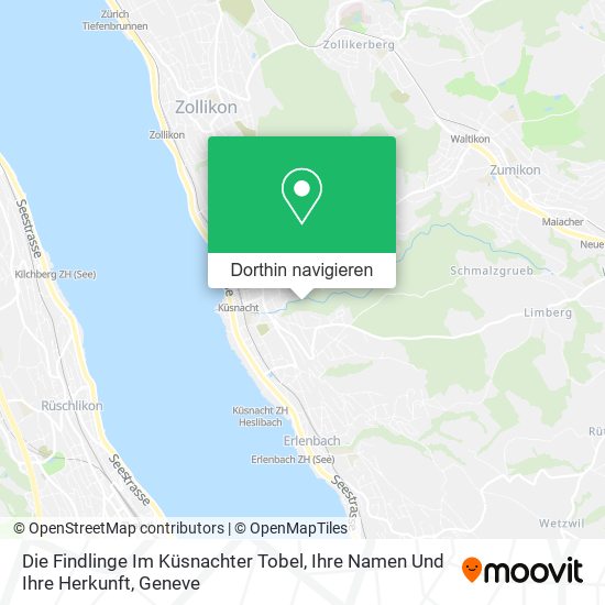 Die Findlinge Im Küsnachter Tobel, Ihre Namen Und Ihre Herkunft Karte