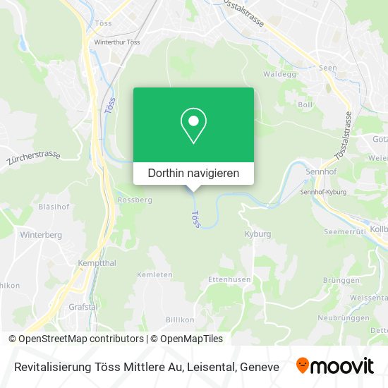 Revitalisierung Töss Mittlere Au, Leisental Karte