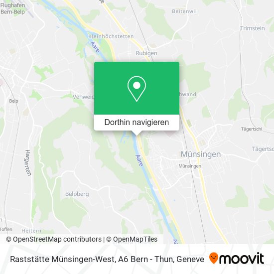 Raststätte Münsingen-West, A6 Bern - Thun Karte