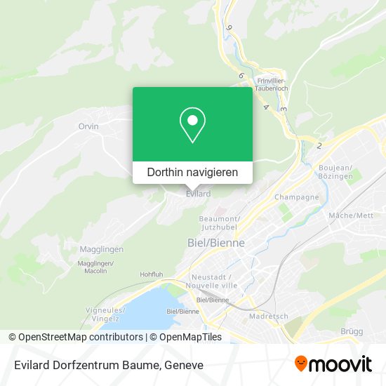 Evilard Dorfzentrum Baume Karte